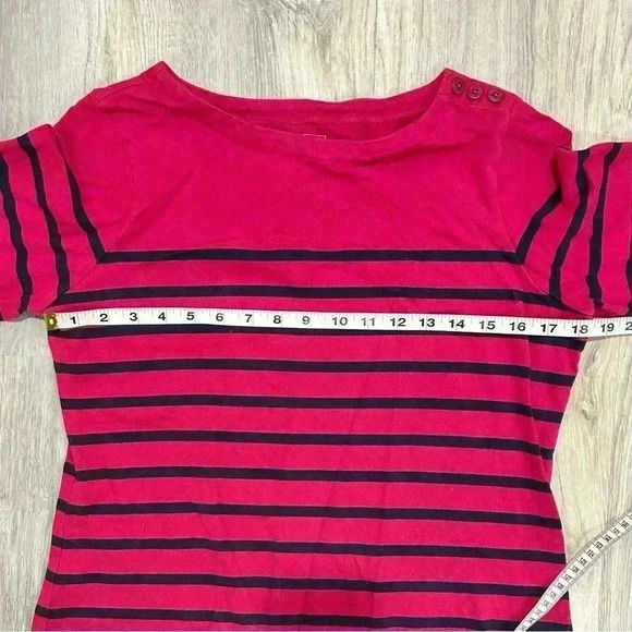 L.L. Bean Mariner Stripe Tunic Sweatshirt Dress Cotton 3/4 Sleeve Size L Petite - Picture 3 of 5